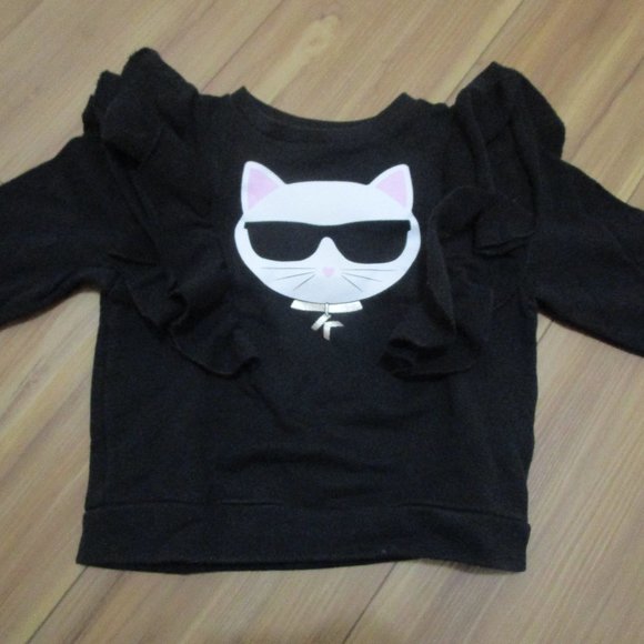 Karl Lagerfeld Kids cat print ruffle sweatshirt - 6